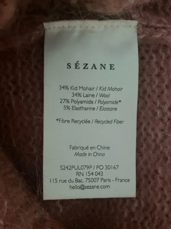 SÉZANE Candace Embroidered Floral Mohair Jumper Sweater in Rosewood Sz Small - Picture 9 of 10